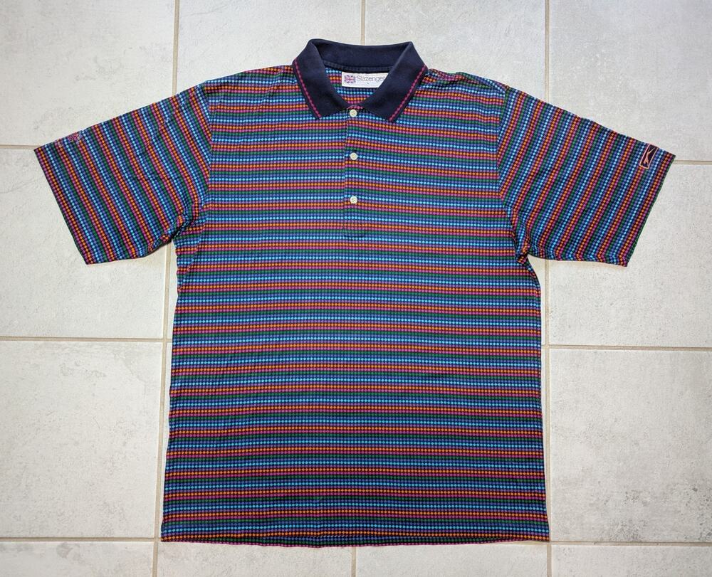 Vintage Slazenger Men's Large Polo Golf Shirt The Briarwood Billings Logo Geo